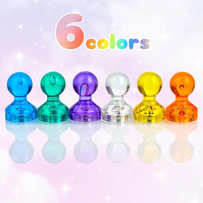60PCS Colorful Strong Magnetic Push Pin Magnets, 6 Assorted Color for Office, Classroom, Kitchen Home and School, Map Magnets, Whiteboard Magnet-DeskLoop Office