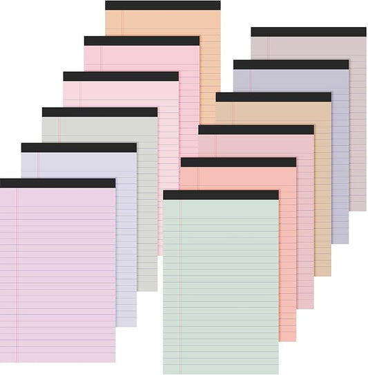 Lincia 12 Pcs 12 Pcs 5" x 8" Small Legal Pads Colored Lined Note Pads Narrow Ruled Writing Notepads 50 Sheets Per Micro Paper Notebook Lined and Perforated for College Office Supplies (Sweet Colors)-DeskLoop Office