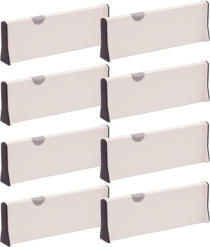 Set of 8 Adjustable Drawer Dividers Organizer Separators Plastic Dresser Organizer for Bedroom, Bathroom, Closet, Office Desk, Kitchen Storage-DeskLoop Office