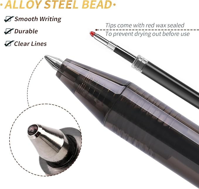 Black Gel Pens Bulk, Fine Point Smooth Writing No Smudge, 0.7mm Ink, Retractable Rollerball, Server, Office Lapiceros (60 Pack)-DeskLoop Office