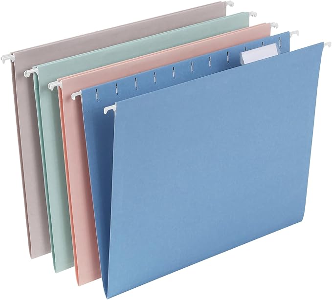 Pendaflex Hanging File Folders, Letter Size, Assorted Colors for Home, Office Filing Cabinet, 1/5-Cut Adjustable Tabs, 25 Per Box (81698)-DeskLoop Office