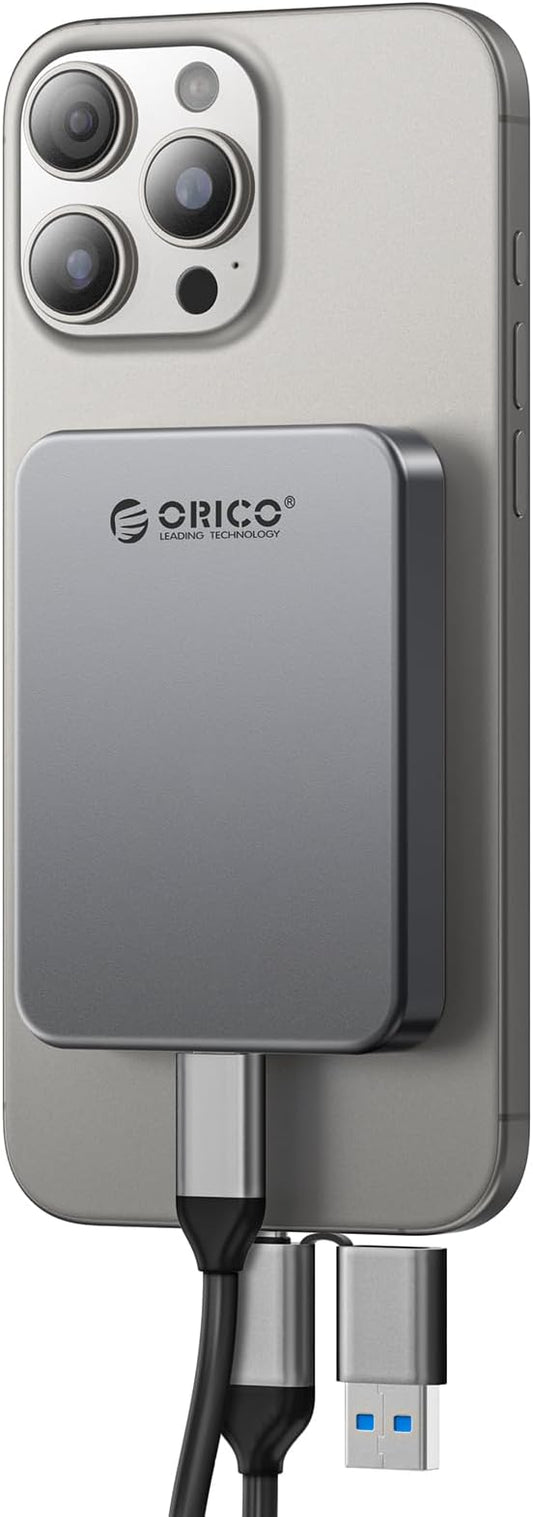 ORICO 4TB Magnetic Portable SSD, Metal Body, 4K 120 fps ProRes HDR Record and Store, Up to 460MB/s, USB C&A 2 in 1 Cable, External SSD Compatible with iPhone 16 Pro Max, Tablet, Computer - K5PLUS-DeskLoop Office