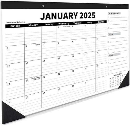 Sproutbrite 18 Month Desk Calendar 17" x 11.5" Medium Size Desktop Monthly Planner with To-Do List and Notes, Home, Office School Desk Calendar (1 PACK)-DeskLoop Office