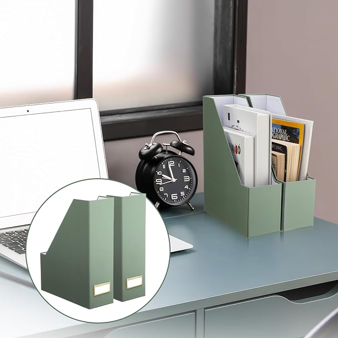 Feifeiya Magazine File Holder Set of 6 Stylish Sturdy Cardboard File Boxes Desk - Image 7