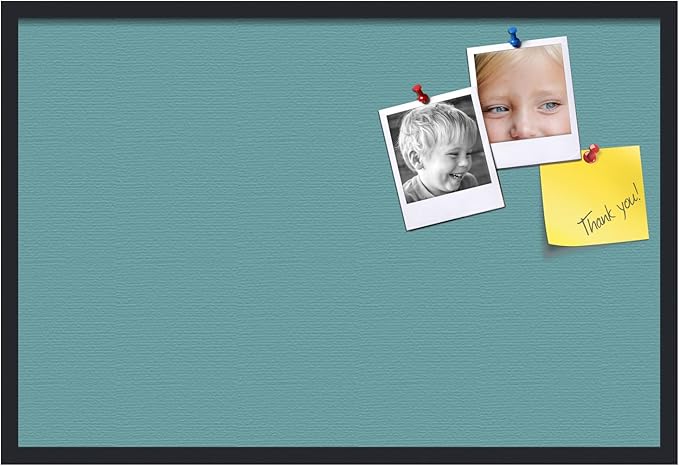 PinPix 36x24 Inch Cork Bulletin Board. This Decorative Framed Pin Board Comes with Aqua Pastel Design and a Satin Black Frame. Ideal for Home Office Decor or Message Board (PinPix-1806)-DeskLoop Office