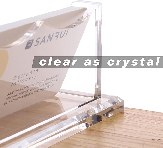 SANRUI Clear Horizontal Business Card Holder Stand for Desk, Acrylic Desktop Display Name Cards Holders Organizer Storage Rack,for Exhibition, Home , Office ,1 Tier 1 Pocket , 60 Card Capacity-DeskLoop Office