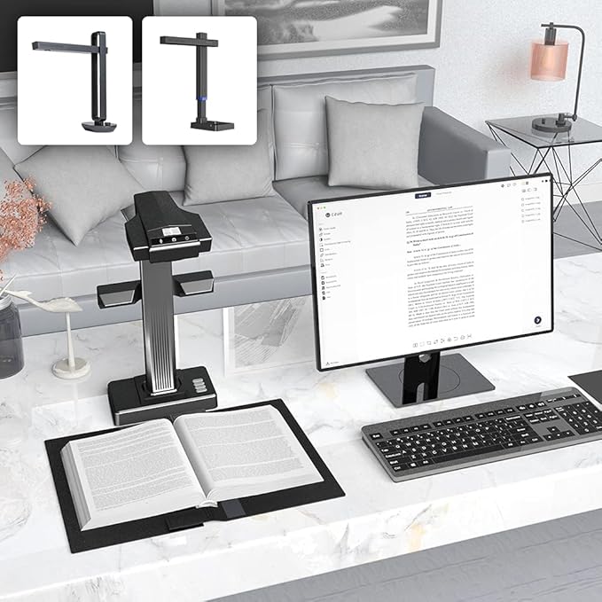 CZUR Assistive Cover 13.14-inch with Adjustable Hook&Loop Splash Resistant,PVC Material Cover for CZUR Book Scanner, Office&Home-Black-DeskLoop Office