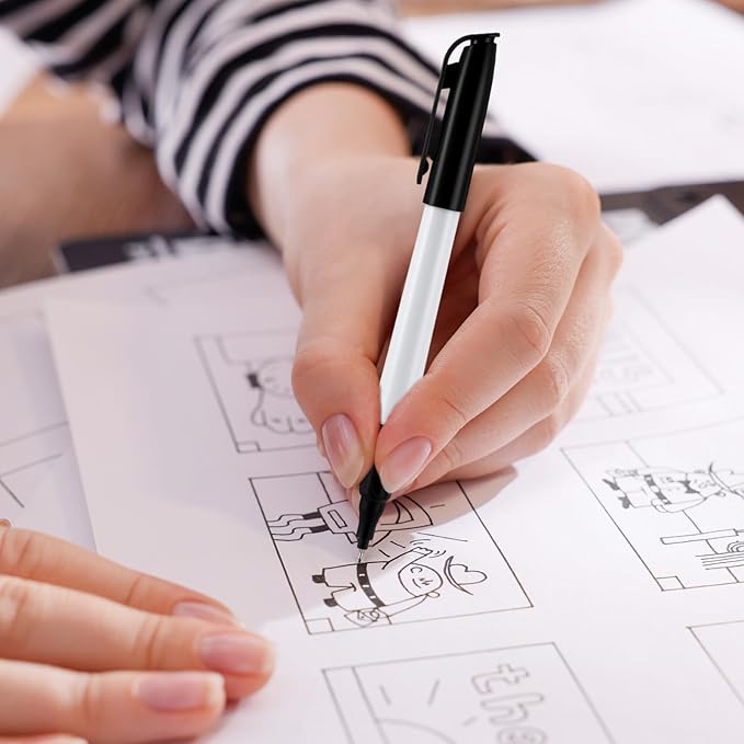 200 Pack 0.4mm Ultra Fine Point Permanent Marker Bulk, Fine Tip Permanent Markers Set, Quick Dry, Waterproof, Durable, Works on Paper, Glass, Ceramic, Plastic, Wood, Rock, Metal (Black)-DeskLoop Office