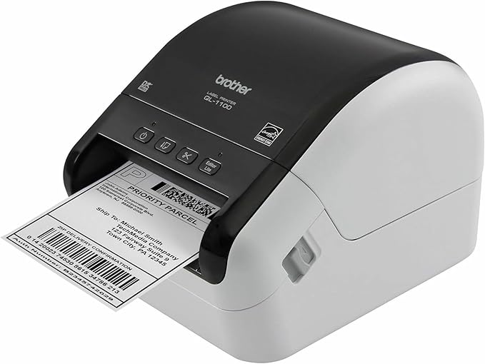 Brother QL-1100 Wide Format, Postage and Barcode Professional Thermal Monochrome Label Printer, Black-DeskLoop Office