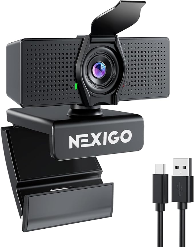 NexiGo N60 Pro (Gen 2) 1080P Webcam with Distortion-Free Lens, USB A to Type-C Data Cable, Noise Reduction Mic & Privacy Cover, for Zoom/Skype/Teams/Webex, Laptop MAC PC Desktop-DeskLoop Office