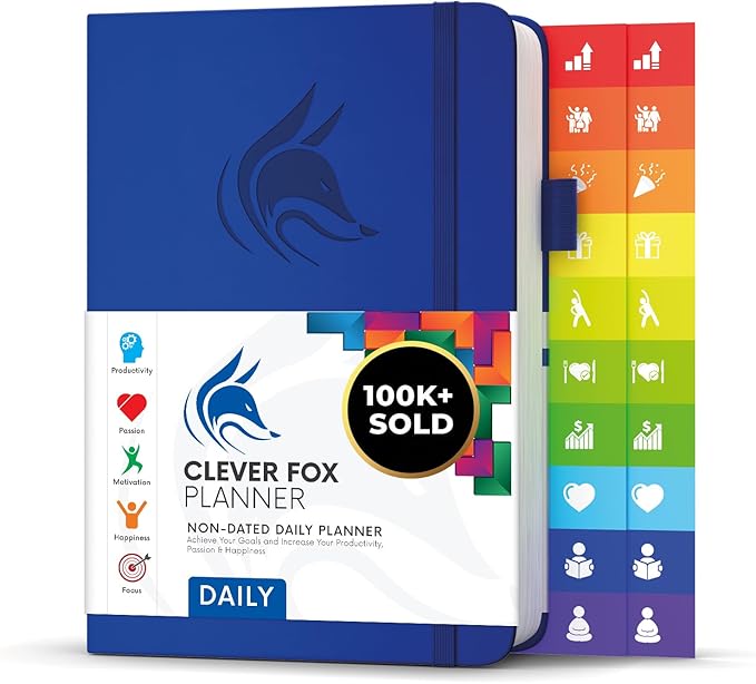 Clever Fox Daily Planner – Undated Planning Notebook with Hourly Schedule & To-Do List – Personal Day Task & Work Organizer, 6 Months (Royal Blue)-DeskLoop Office