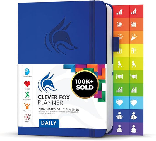 Clever Fox Daily Planner – Undated Planning Notebook with Hourly Schedule & To-Do List – Personal Day Task & Work Organizer, 6 Months (Royal Blue)-DeskLoop Office