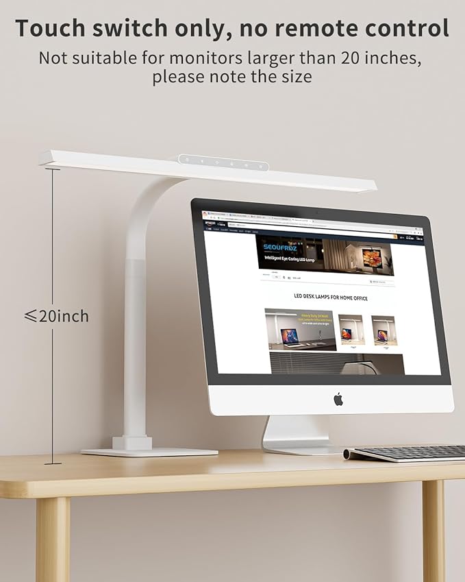 LED Desk Lamps for Home Office with Base, 24W Brightness Touch Control Desk Light, Adjustable Gooseneck Tall Office Lights for Drawing,Reading,Crafts,Gaming,Workbench,Architect,Study, White-DeskLoop Office