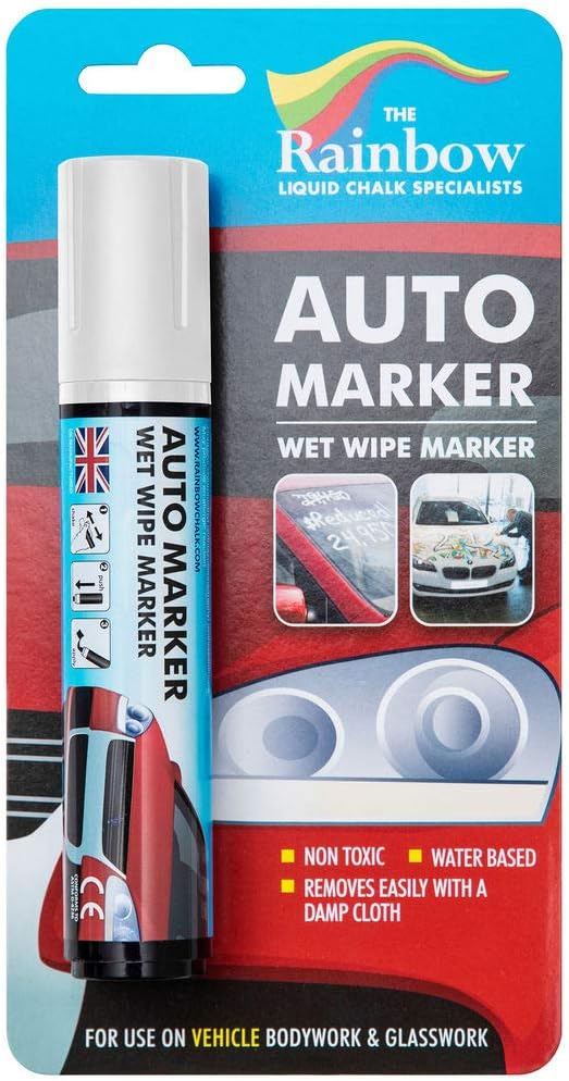 Window Markers for Glass Washable Car Window Paint Pen- Dry Erase Liquid Chalk Marker Car Decorations on All Surfaces, Tire, Windshield - Auto Marker, Autowriter, Rain Resistant (White, Jumbo Tip)-DeskLoop Office