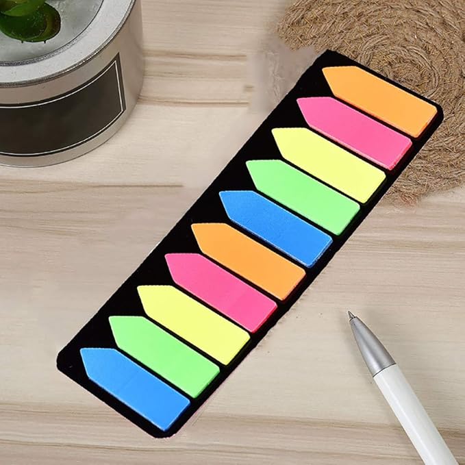 3000 Pieces Neon Page Markers Sticky Index Tabs, Colored Index Tab Flags, Fluorescen Sticker Tabs Note for Books, 12 Sets 2 Designs-DeskLoop Office