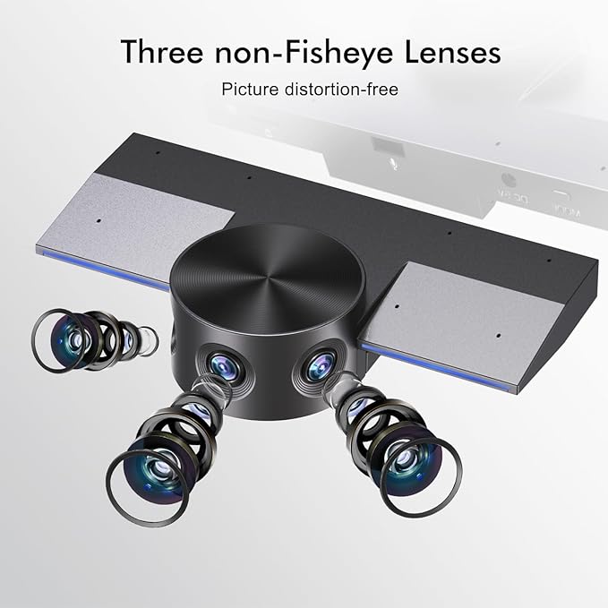 Panoramic 180° Video Camera, Immersive Video Conference Experience, both Overall and Speakers’ Close-up view, 1080P Webcam for Huddle Room and Homebased Office, Plug and Play with Micro SD Card Slot-DeskLoop Office