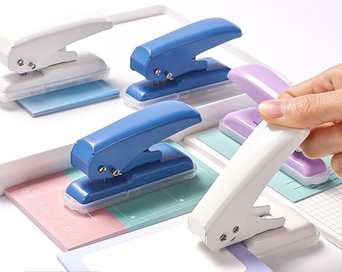 Single Hole Punch, 40 Sheets Punch Capacity Hole Puncher Heavy Duty Hole Puncher Single Small Hole Punch One Hole Puncher for Crafts Paper Cards Tags Scrapbook-1/4 inch Hole, Purple-DeskLoop Office