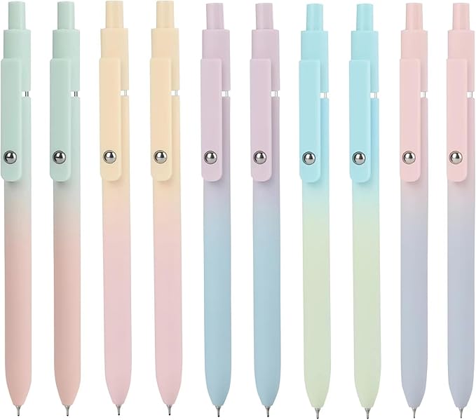 Ddaowanx Gel Pens, 10 Pcs 0.7mm Quick Dry Black Ink Pens Fine Point Smooth Writing Pens, Cute Office School Supplies Gifts for Women (10 Pcs Gradient-Black Ink)-DeskLoop Office