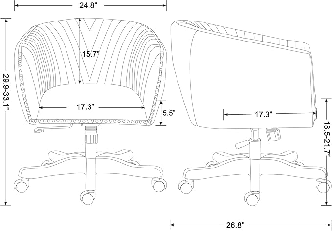 Green Faux Leather Home Office Desk Chair, Upholstered Barrel Swivel Adjustable Arm Desk Chair with Nailheads, Comfy Mid-Back Study Chair with Silent Wheel for Study Office Computer-DeskLoop Office