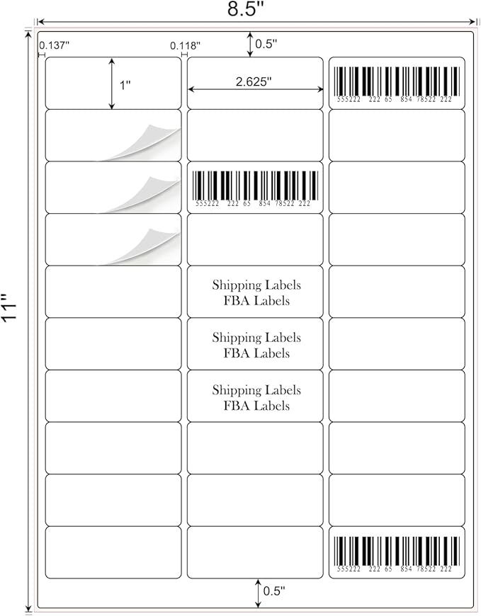 1" x 2-5/8" Address Labels 3000 Labels Sticker Paper for Laser/Ink Jet Printer mailing Labels 8.5"×11" White 30 per Sheet-DeskLoop Office