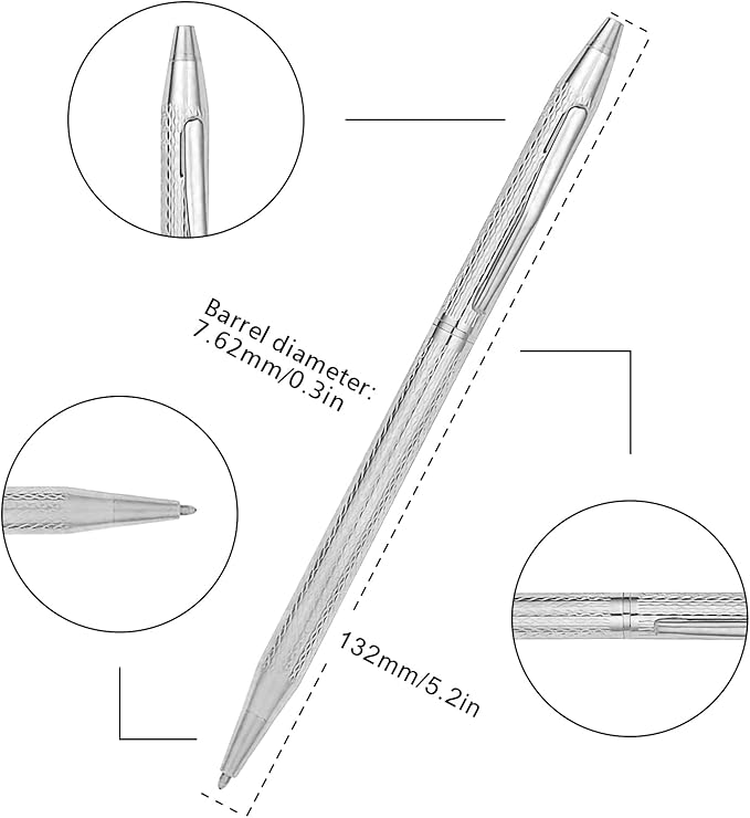 Cambond Ballpoint Pens Fancy Pens - Wedding Guest Book Metal Pen Uniform Christmas Gift Sliver Pen Black Ink 1.0mm Medium Point, 3 Pens with 3 Refills (Silver)-DeskLoop Office