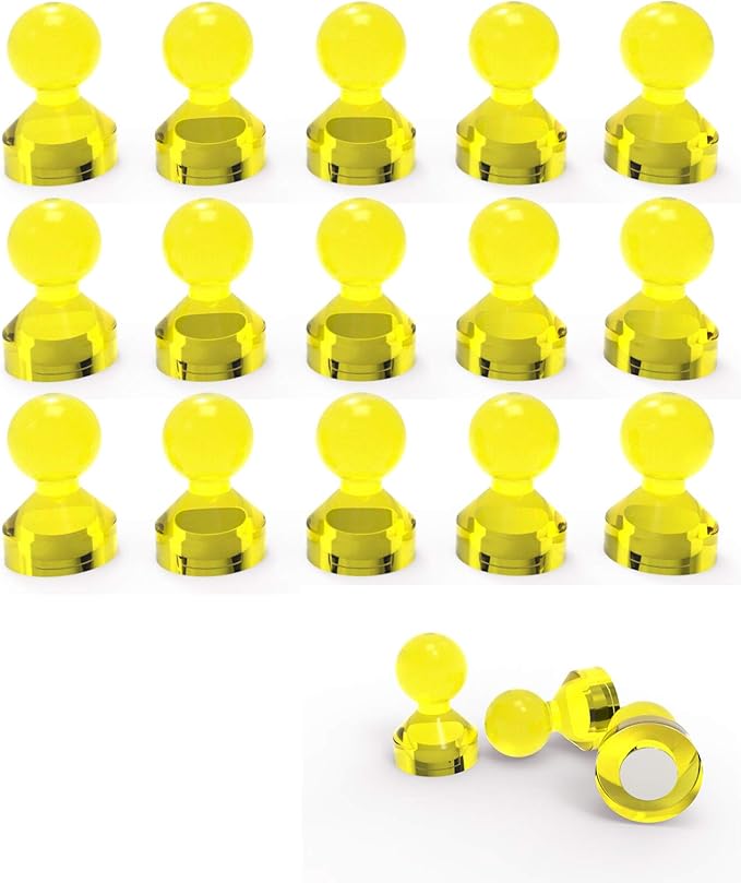 Ant Mag Magnetic Push Pins Strong Push Pin Magnets for Fridge Whiteboards Calendars Maps in School & Office Pack of 18 Yellow-DeskLoop Office