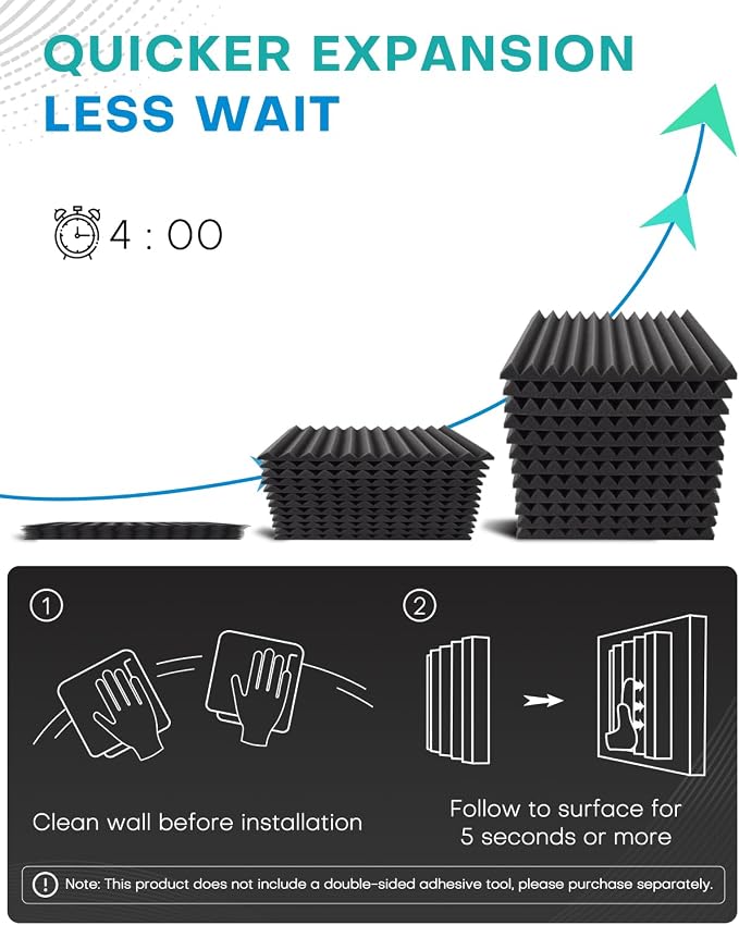 120 Pack Acoustic Foam Panels, High Density Acoustic Panels Sound Absorbing - Image 8