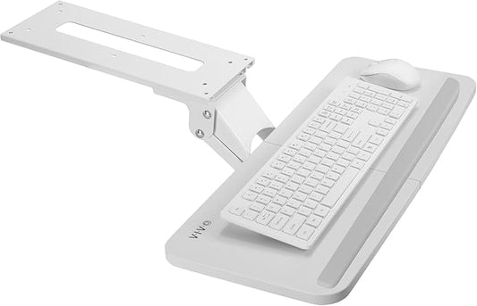 VIVO Adjustable 25 x 10 inch Computer Keyboard and Mouse Platform Tray Ergonomic Under Table Desk Mount Drawer Underdesk Shelf, White, MOUNT-KB03W-DeskLoop Office