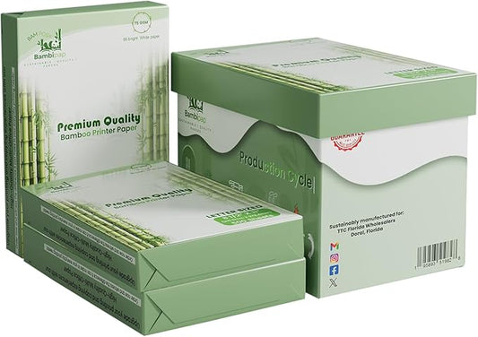 Bamboo Printer Paper - 8 1/2” x 11”- 20LB Multipurpose White Paper - Made from Bamboo Fiber, Renewable Resources, Zero Trees Used - 3 reams (1500 Sheets)-DeskLoop Office
