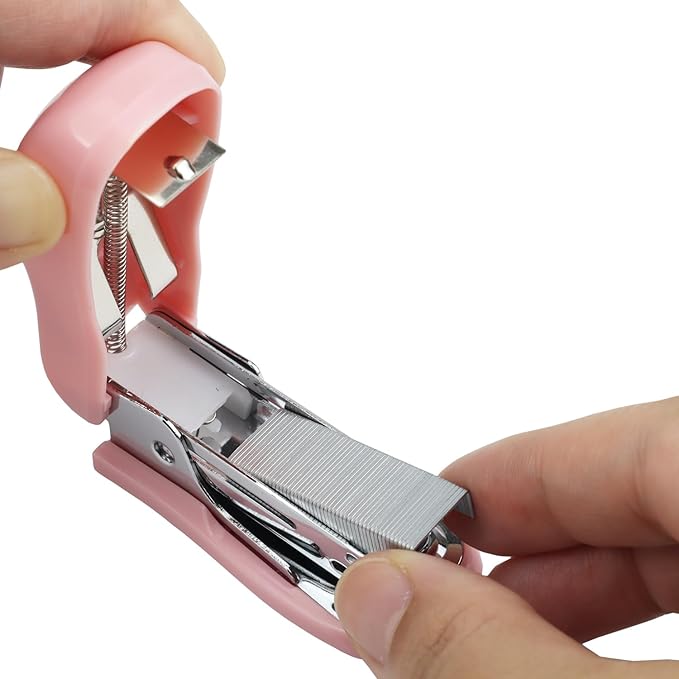 Mini Desktop Stapler Set,20 Sheet Capacity,Includes Built-in Staple Remover and 750PCS No.12 Staples,Small Cute Stapler for Office and School Supplies (Pink)-DeskLoop Office