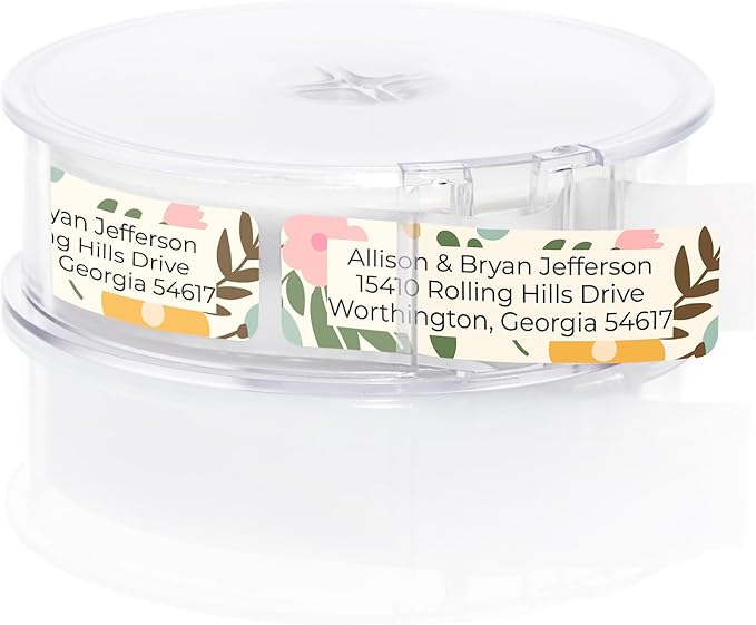 Pastel Floral Rolled Address Labels / 500 Personalized Return Address Labels/Designer Address Stickers in Elegant Plastic Dispenser-DeskLoop Office
