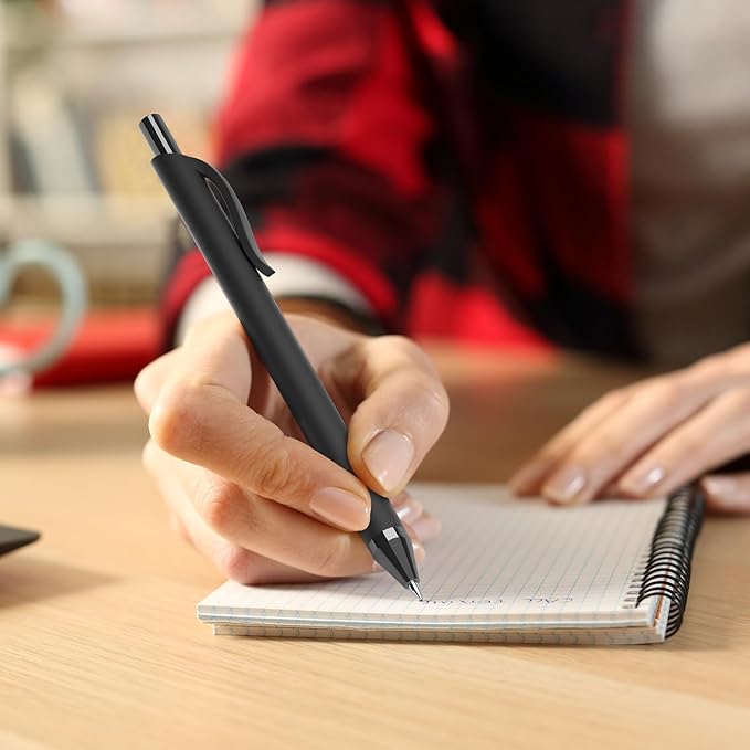 50 Pack Black Ink Pens - Bulk Pens, 1.0MM Medium Point Ballpoint Pens, Smooth Writing No Bleed Retractable Ball Point Pen (Black)-DeskLoop Office