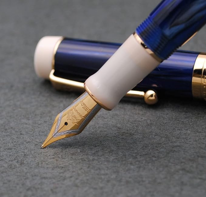 JINHAO 100 Fountain Pen with Ink Converter (Medium Nib 0.7mm, Galaxy Blue-B)-DeskLoop Office