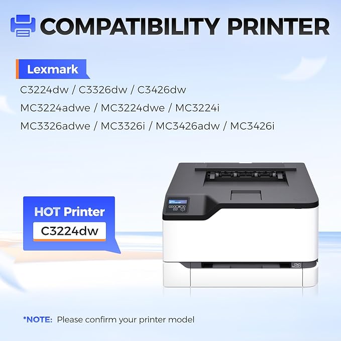 C3210K0 C3210C0 C3210M0 C3210Y0 Toner Cartridge(4-Pack with chip) Replacement Compatible for Lexmark C3224dw C3326dw C3426dw MC3224adwe MC3224dwe MC3224i MC3326adwe MC3326i MC3426adw MC3426i Printer