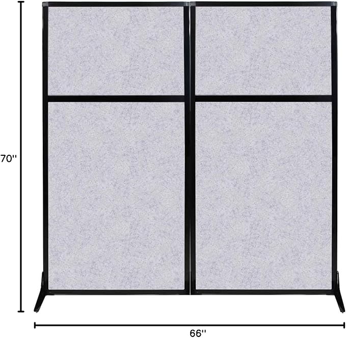 Versare Office Workstation Screen | Portable Wall Divider | Modern Cubicle | Freestanding Privacy Screen | Flexible Work Space | 2 Panels | 66" Wide x 70" Tall Marble Gray SoundSorb Panels-DeskLoop Office