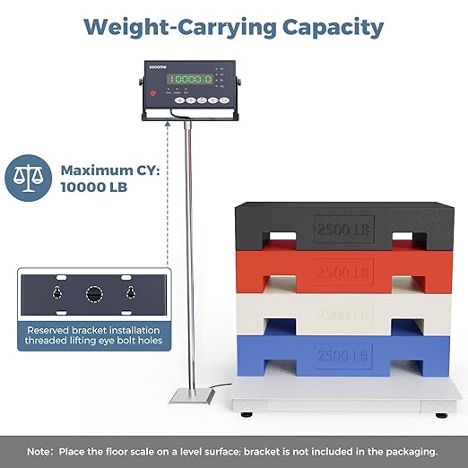 48"x48" Industrial Floor Scale, Professional Platform Scale with Digital Indicator, Accurate Weighing Scale for Warehouse Shipping and Industrial Use, 10000 lb x 1 lb, Grey-DeskLoop Office