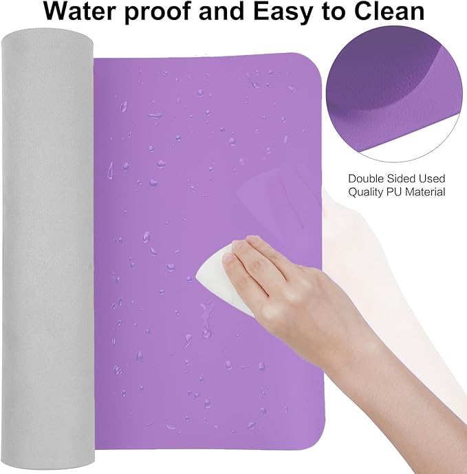 Boutilon Leather Desk Pad 30" x14",Non-Slip Mouse Pad,Office Desk Mat,Waterprooft PU Leather Desk Blotter,Desk Pad Protector,Desk Writing Pad for Home Office Decor (M-Purple)