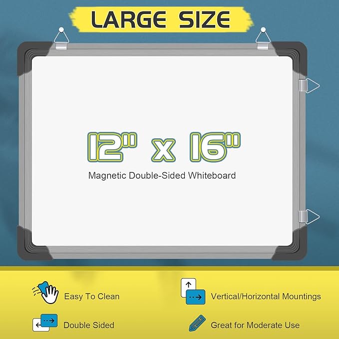 2 Pcs Dry Erase Calendar Whiteboard for Wall, Polegas 16" X 12" Magnetic White Board Board, Small Wall Monthly Double Sided Boards Student, Home, Office (White)-DeskLoop Office