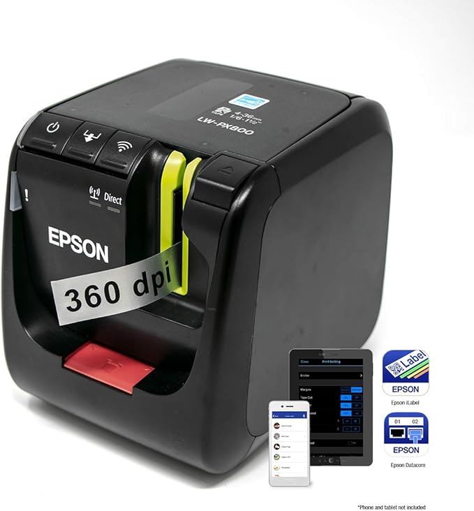 LABELWORKS Epson LW-PX800 Industrial Wireless Label Maker - Desktop Label Printer Compatible with Large Variety of Tape Types-DeskLoop Office
