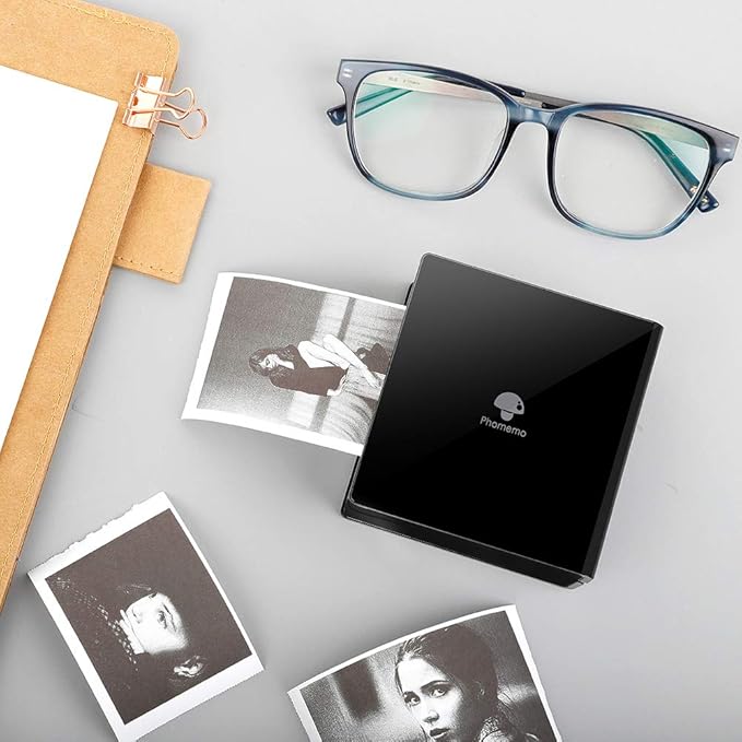 Phomemo Mini Sticker Printer- Mini Printer Sticker Maker Machine M02, Print Pods Suitable for Creative DIY, Diaries, Photos, Study Notes, Portable Thermal Inkless Label Maker for Home/Travel, Black-DeskLoop Office