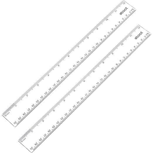 Eboot 2 Pack Clear Plastic Ruler 12 Inches Straight Ruler Plastic Measuring Tool for Student School Office-DeskLoop Office