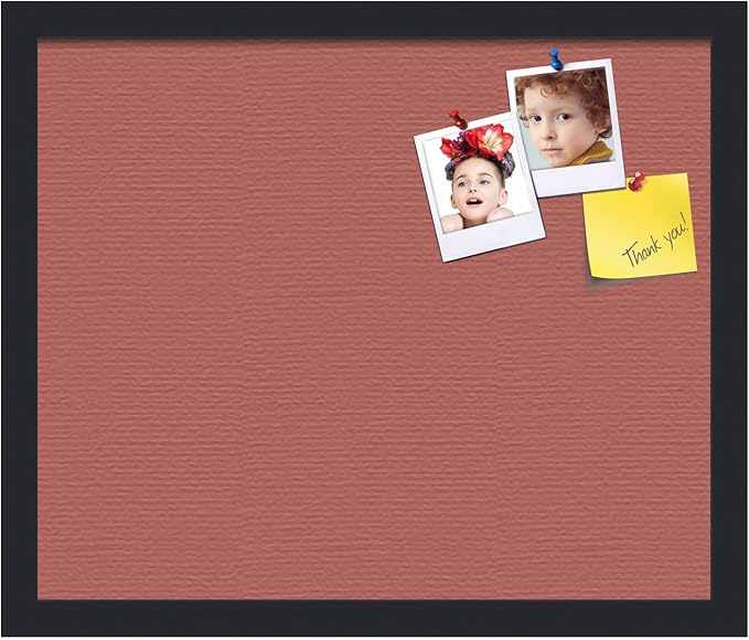 PinPix 18x15 Inch Cork Bulletin Board. This Decorative Framed Pin Board Comes with Crimson Pastel Design and a Satin Black Frame. Ideal for Home Office Decor or Message Board (PinPix-1807)-DeskLoop Office
