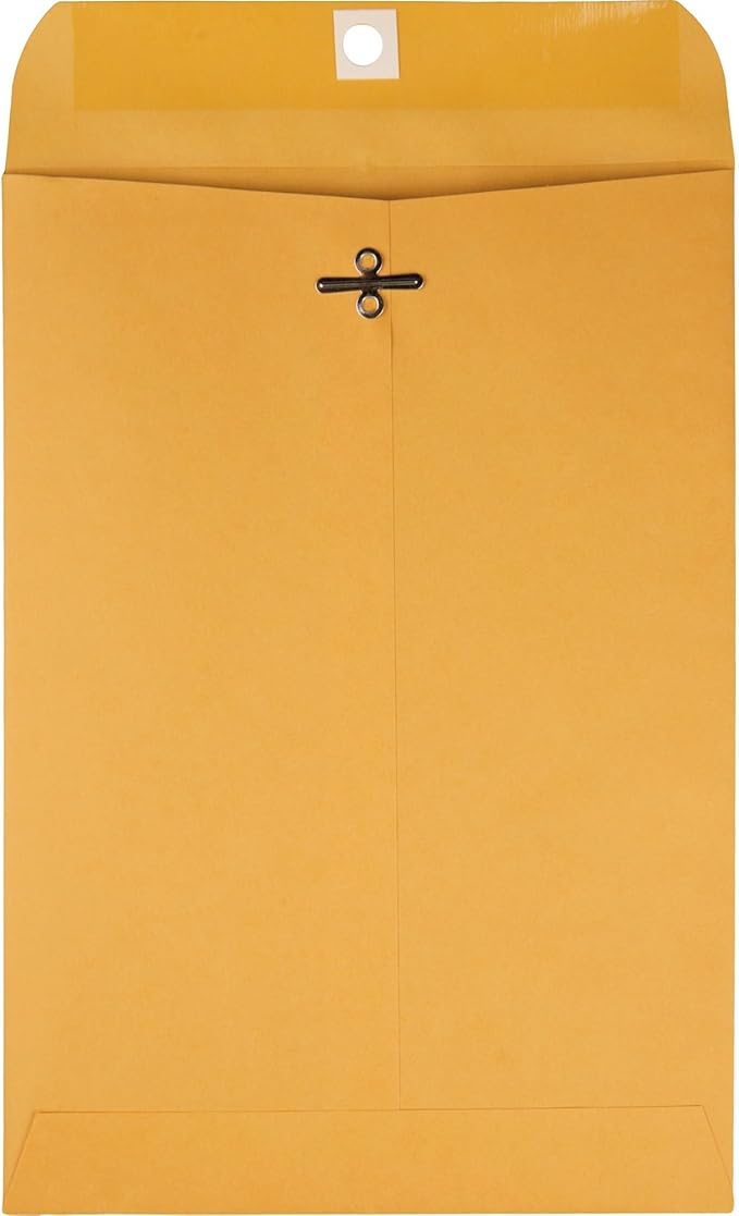 Quality Park 7 x 10 Clasp Envelopes, Clasp and Gummed Closures for Storing or Mailing, 28 lb Kraft Paper, 100 per Box (QUA37868)-DeskLoop Office