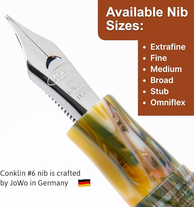 Conklin 1898 Fountain Pen, Misto Orange - Flex Nib | Luxury Writing Instrument with Unique Resin Blend | JoWo Stainless Steel Nib Made in Germany | Ideal for Pen Enthusiasts-DeskLoop Office