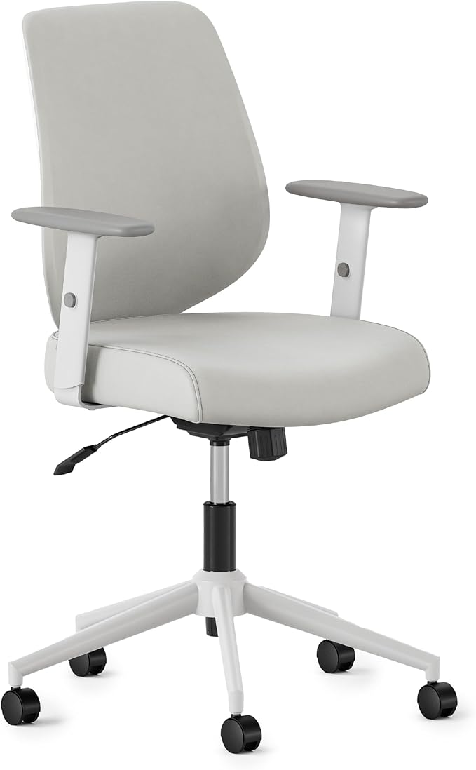 Branch Daily Chair - Vegan Leather Office Chair with Swivel, Lumbar Rest, and Adjustable Armrests - Comfortable Seating for Improved Posture and Productivity - Limestone-DeskLoop Office