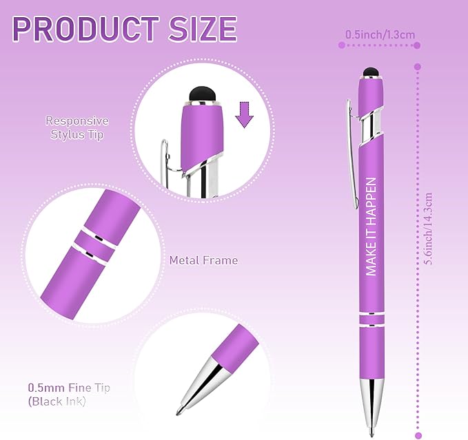 30 Pcs Inspirational Pens Bulk - Motivational Ink Ballpoint Pen with Quotes Stylus Tip Nurse Gifts for School Coworkers Office Supplies Black Ink-DeskLoop Office