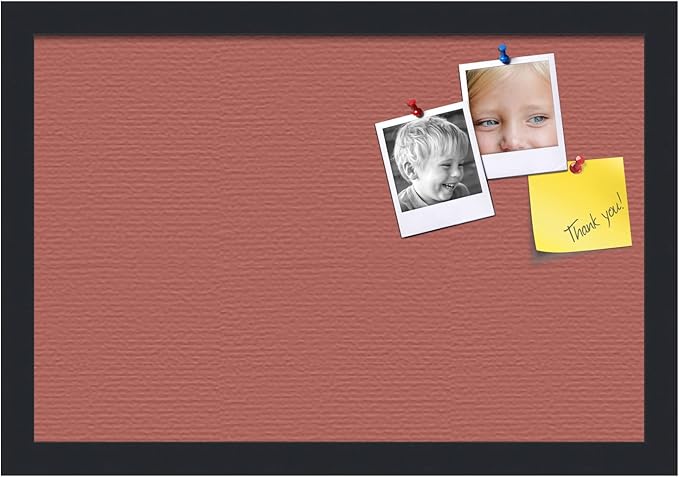 PinPix 18x12 Inch Cork Bulletin Board. This Decorative Framed Pin Board Comes with Crimson Pastel Design and a Satin Black Frame. Ideal for Home Office Decor or Message Board (PinPix-1807)-DeskLoop Office