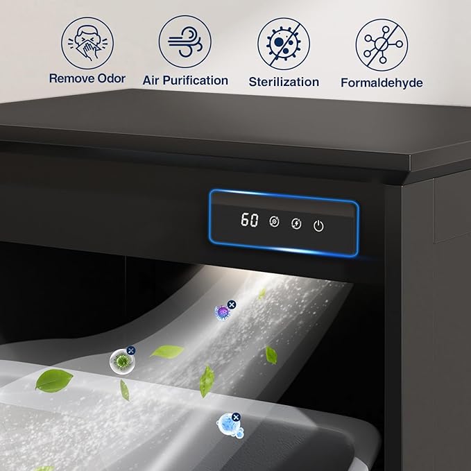 20 Gallon Tilt Out Trash Cabinet, Kitchen Trash Can Cabinet w/Negative ion and deodorizing Function, Dog Proof Garbage Can Cabinet for Kitchen, Bathroom, Living Room, Black-DeskLoop Office