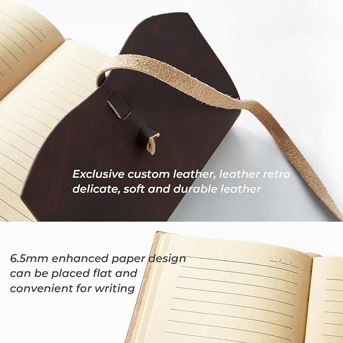 Leather Journal Notebook - Genuine Leather Journals for Writing 8x10 Inches, Large Size Vintage Journal For Men and Women, Artist,Travel Journal, Dark Brown