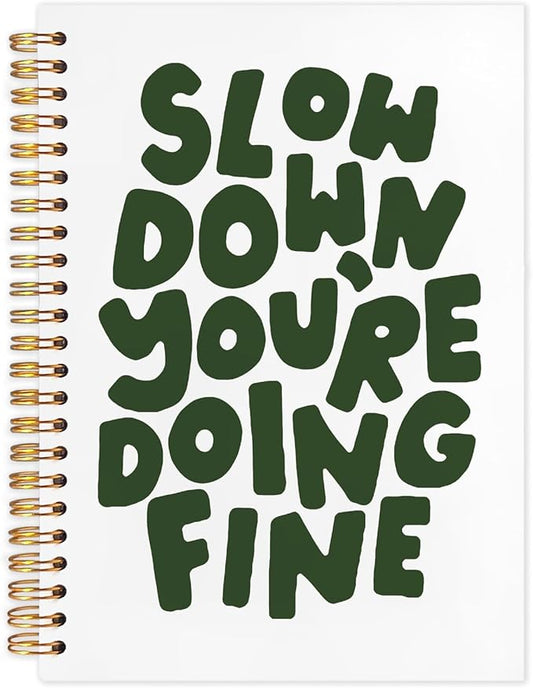 SNNDER Mental Health Inspirational Spiral Notebooks, Motivational Quote Journals for Writing, Slow Down You're Doing Fine Notebook for Note Taking, Positive Affirmation Gifts for Women, 5.5x8.3 Inch-DeskLoop Office